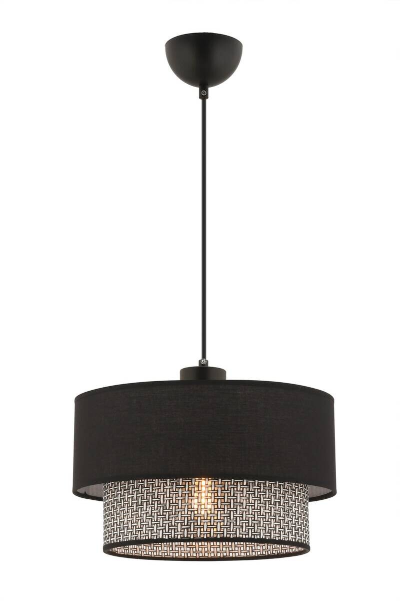 Opviq Pendelleuchte Echo grau schwarz Baumwolle B/H/T/L/D: ca. 30x65x30x30x30 cm E27 1 Brennstellen