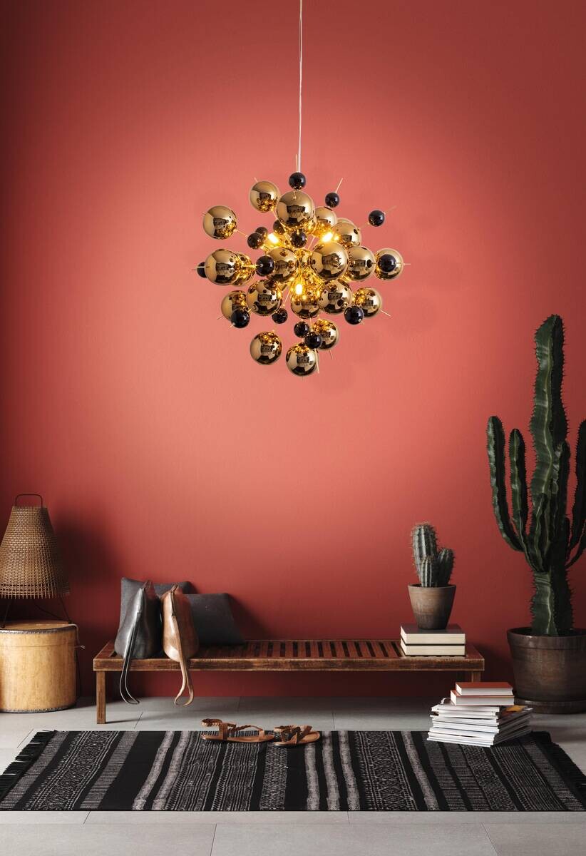 Näve Leuchten Pendelleuchte 7026458 gold Glas Metall B/H/T: ca. 65x150x65 cm G9 10 Brennstellen