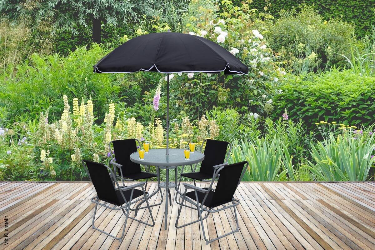 VCM Gartensitzgruppe Maxola schwarz Textilene B/H/L: ca. 75x74x75 cm
