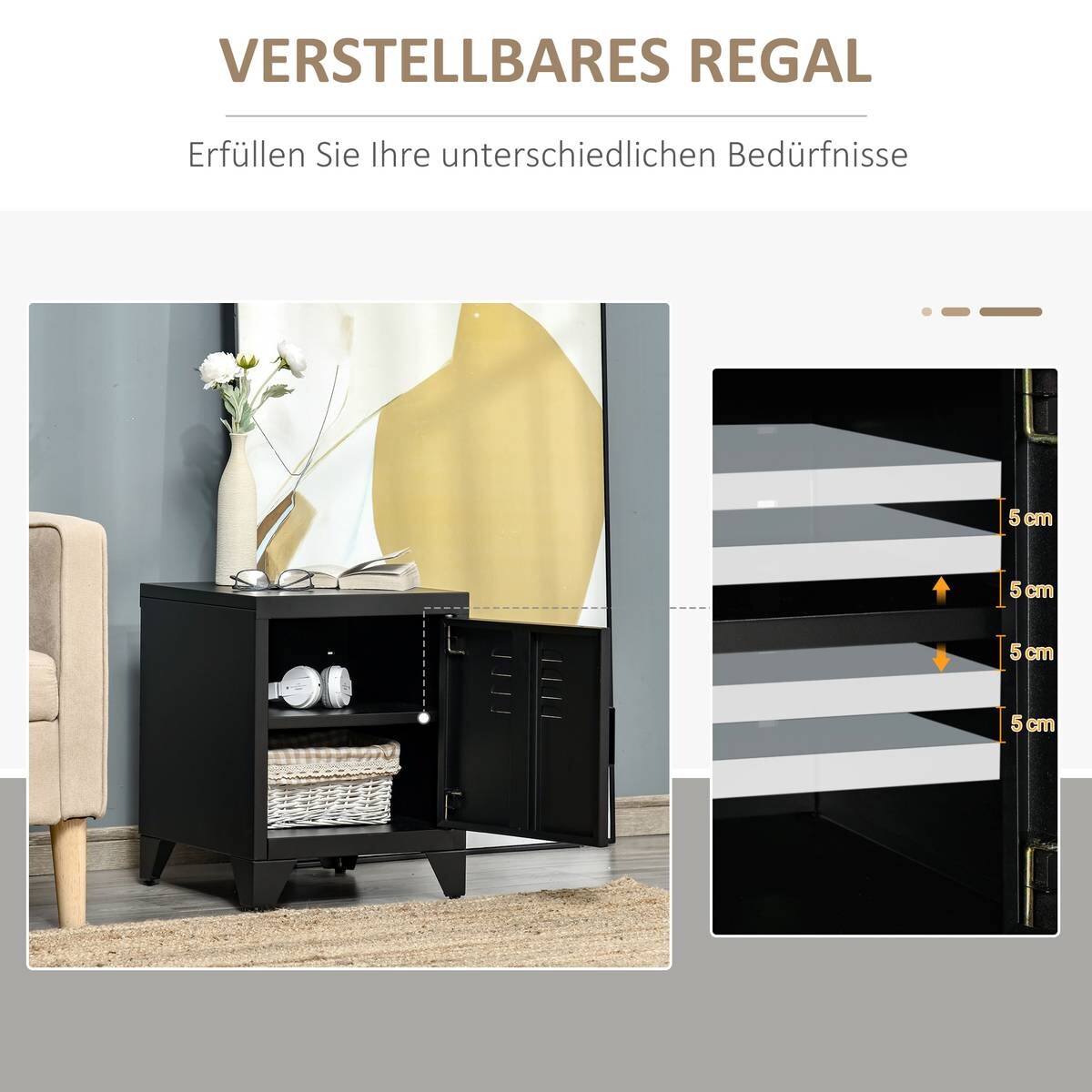Nachtkonsole 831-429BK schwarz B/H/T: ca. 40x50x40 cm
