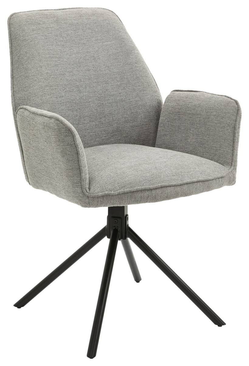 Stuhl BLAIR 2er-Set hellgrau schwarz Webstoff Metall B/H/T: ca. 57x89x61 cm