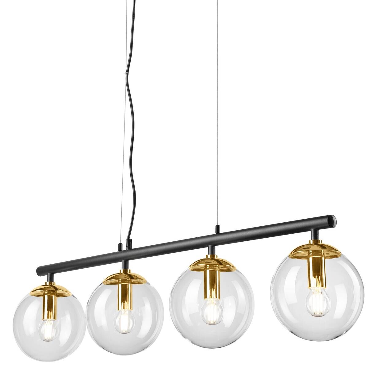 Lamkur Deckenleuchte gold Glas Stahl B/H/L: ca. 12x150x96 cm E14 4 Brennstellen