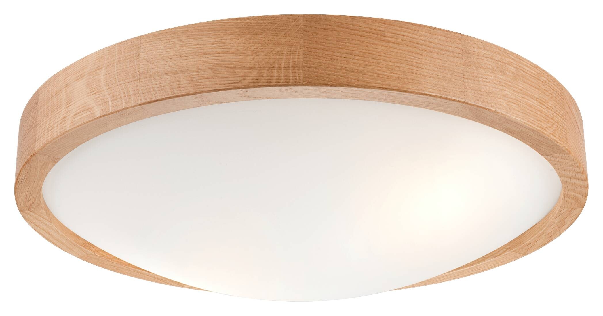 Lamkur Deckenleuchte Anello Eiche Glas Holz H/L: ca. 8x37 cm E27 2 Brennstellen