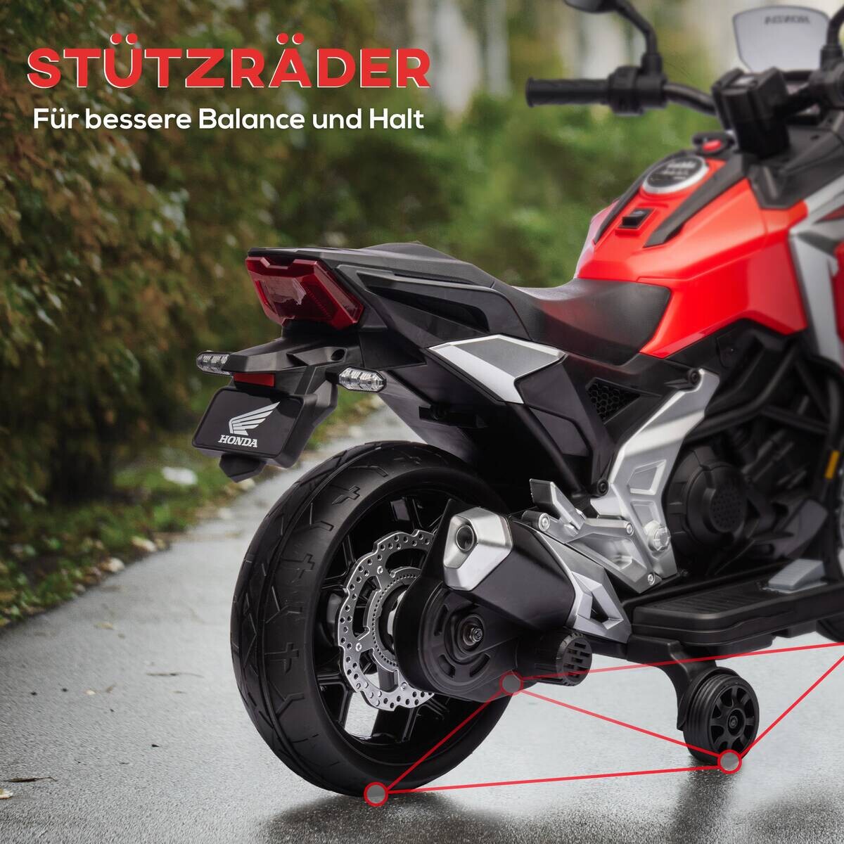AIYAPLAY Kinder-Elektromotorrad rot B/H/L: ca. 46x75x107 cm