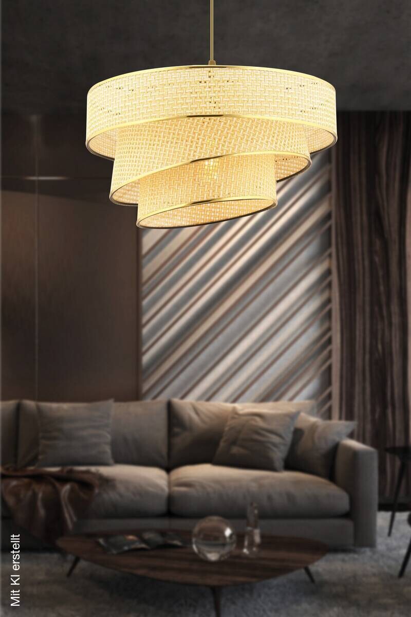 Opviq Pendelleuchte Couper kamel Metall Baumwolle B/H/L: ca. 40x72x40 cm E27 1 Brennstellen