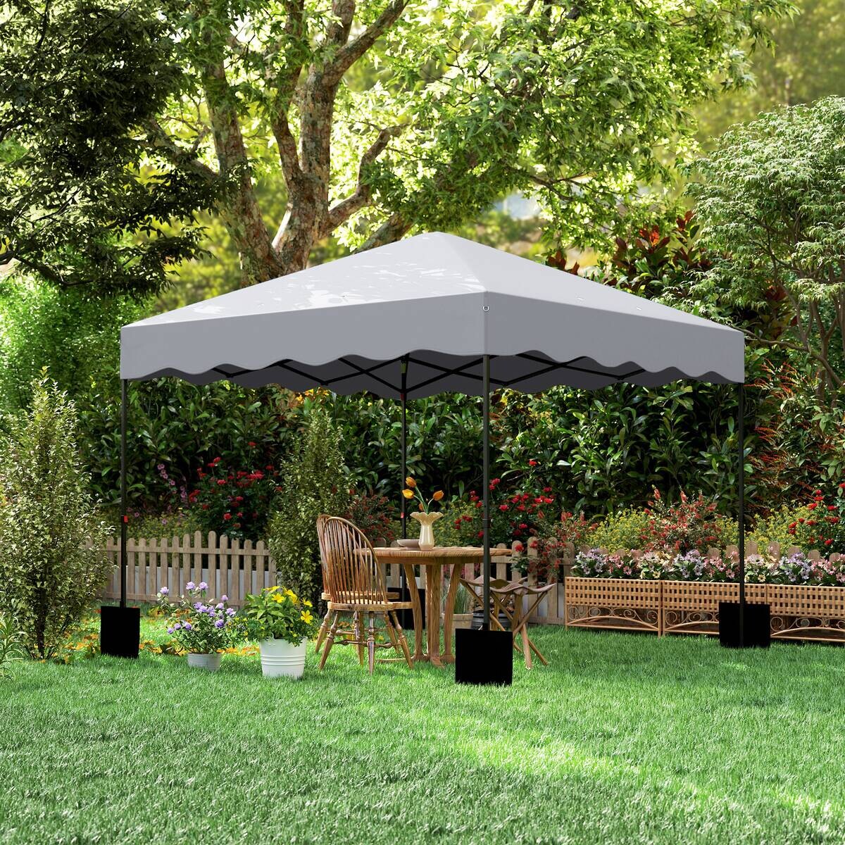 Outsunny Pavillon hellgrau Polyester B/H/L: ca. 297x287x297 cm