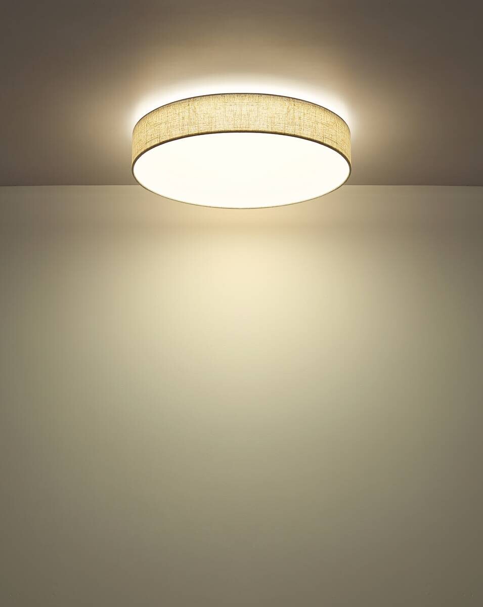 GLOBO LED-Deckenleuchte DELEON weiß Metall Leinen H/D: ca. 12,5x57,5 cm 1 Brennstellen