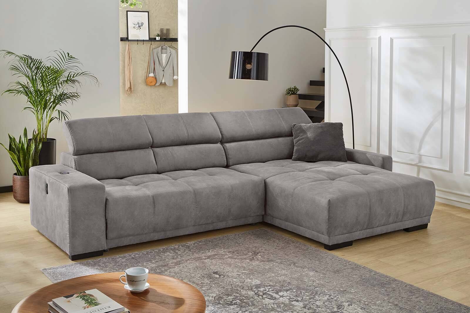 Ecksofa hellgrau Microfaser B/H/T: ca. 320x103x197 cm