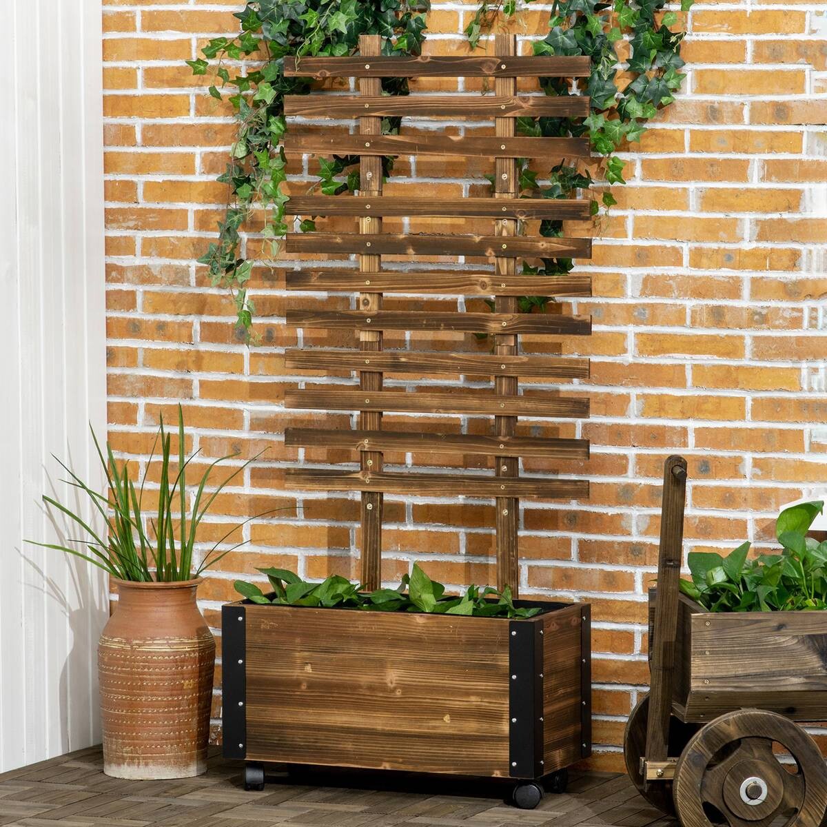 Outsunny Blumenkasten mit Rankhilfe