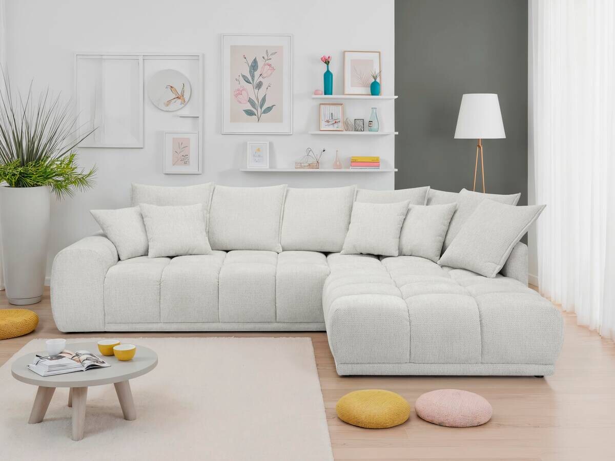 Ecksofa elfenbein Microfaser B/H/T: ca. 312x97x229 cm