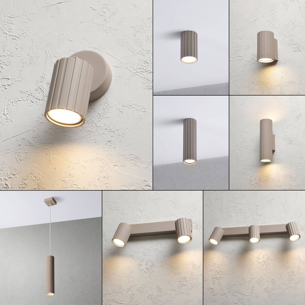 Lamkur Wandleuchte Prisma beige Stahl B/H/L: ca. 8x16x8 cm GU10 1 Brennstellen