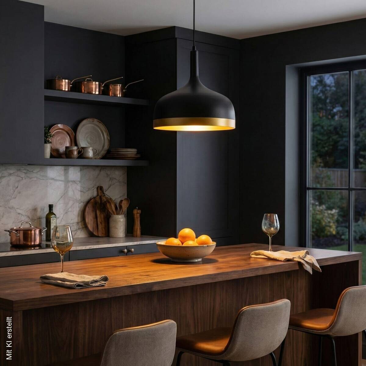 Opviq Pendelleuchte schwarz gold B/H/T: ca. 30x128x30 cm E27 1 Brennstellen