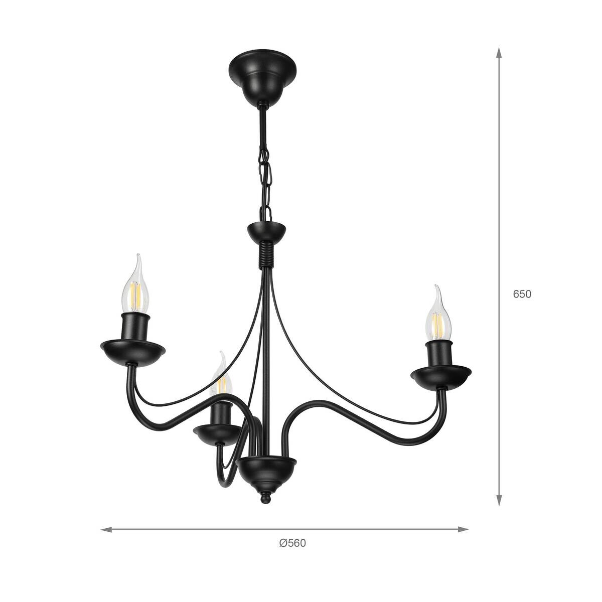 Lamkur Pendelleuchte schwarz Stahl B/H/L: ca. 53x71x53 cm E14 3 Brennstellen