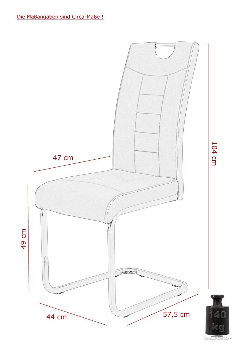 Schwingstuhl Ruby 4er Set grau Kunstleder B/H/T: ca. 44x103x60 cm