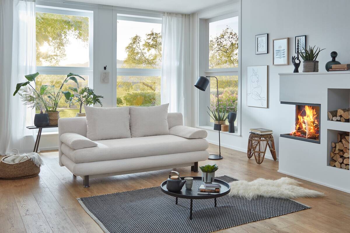 Schlafsofa natur Microfaser B/H/T: ca. 190x93x92 cm