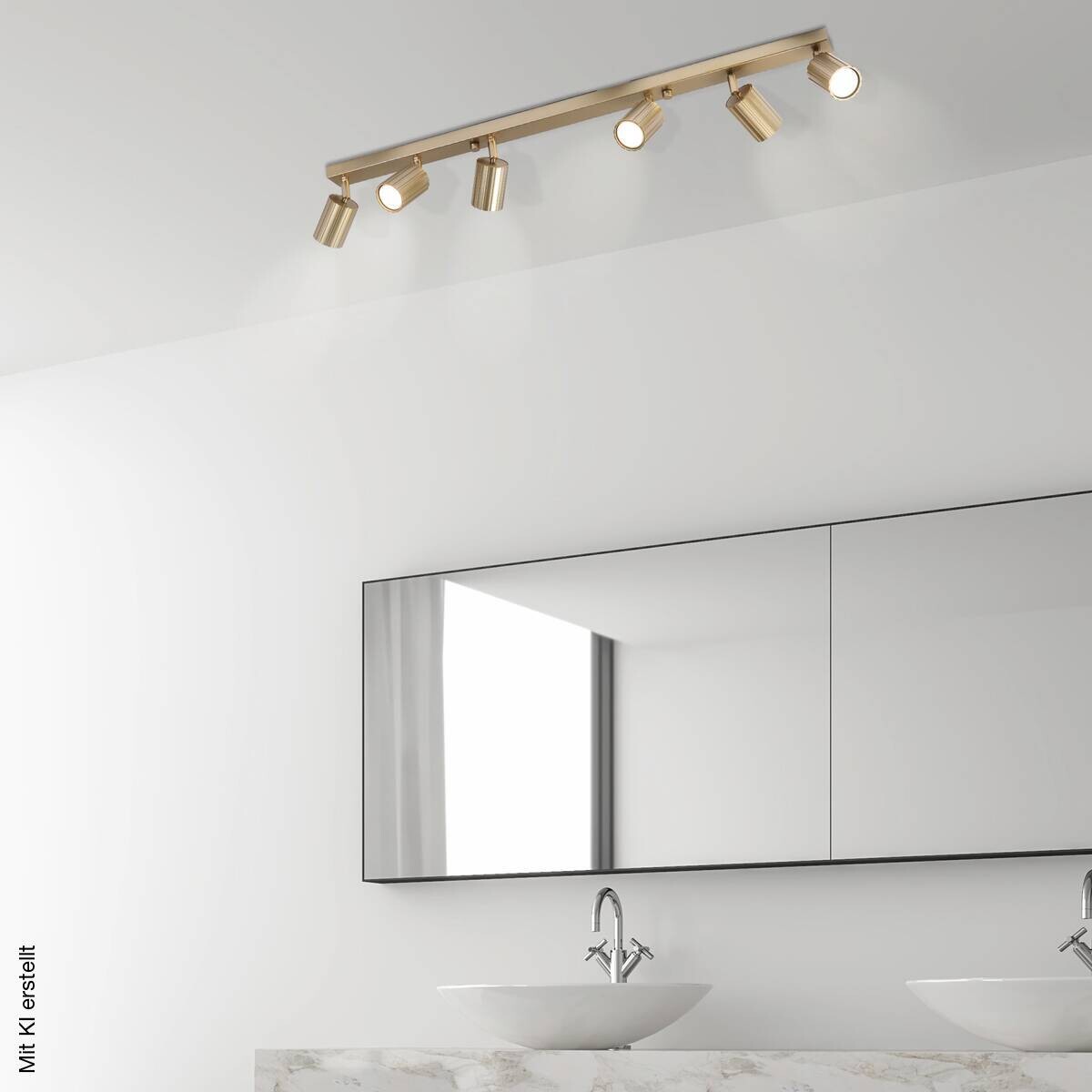 Lamkur Strahler Prisma gold Stahl B/H/L: ca. 6,5x16,5x117 cm 6 Brennstellen
