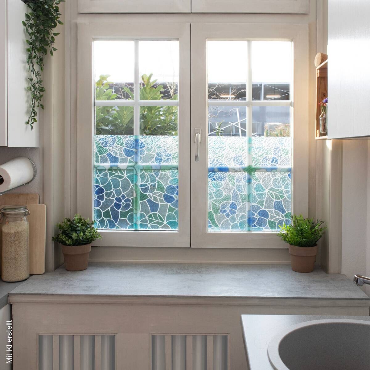 d-c-fix Dekofolie Ornamentglas blau türkis B/L: ca. 45x200 cm