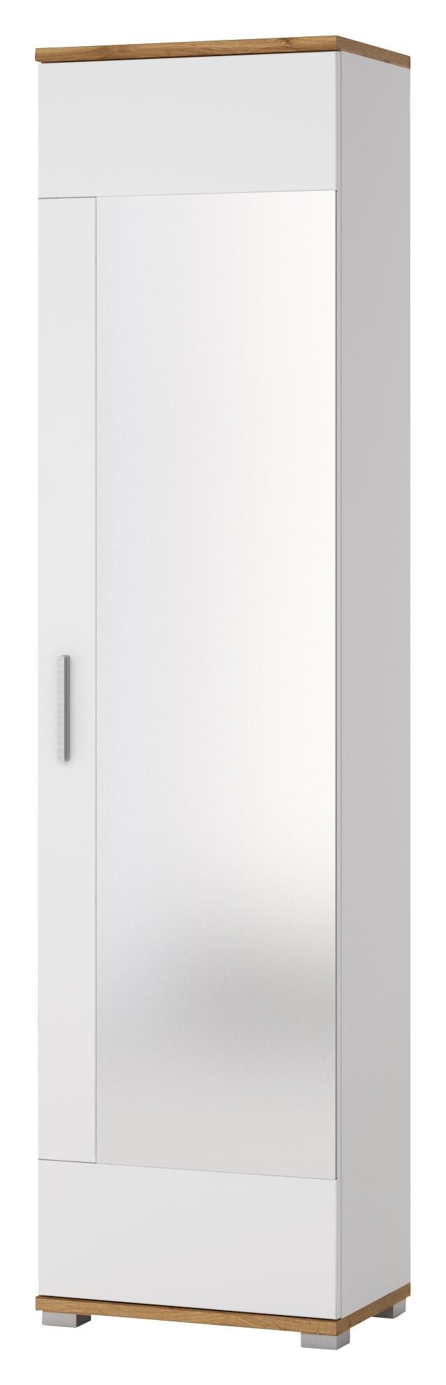 Garderobenschrank Hola Eiche Wotan Nachbildung weiß Hochglanz B/H/T: ca. 50x199x34 cm