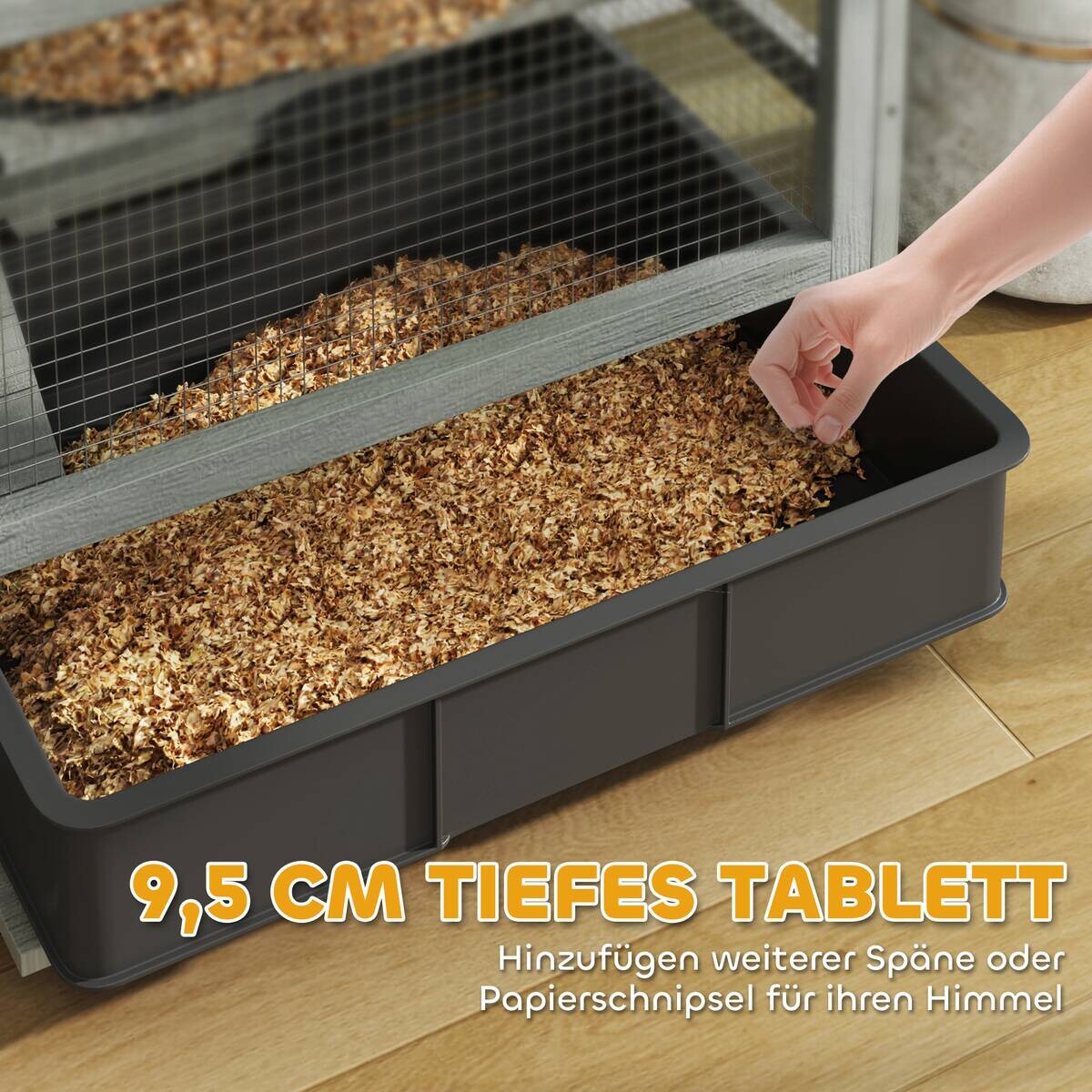 PawHut Zwerghamsterkäfig grau Holz B/H/L: ca. 45x109x65 cm