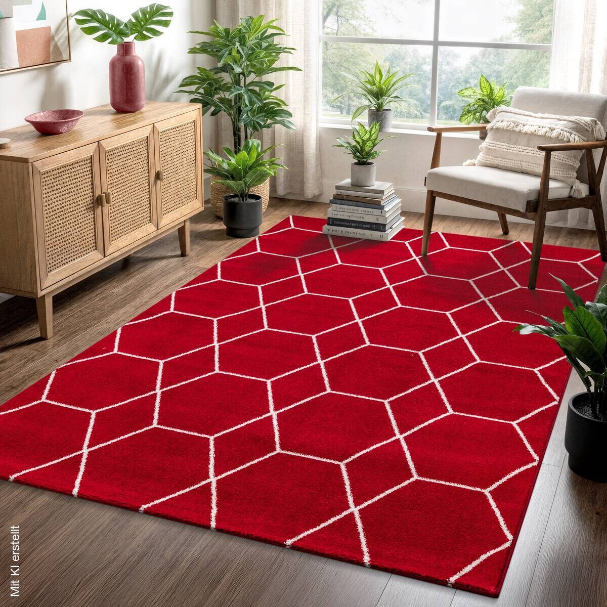 Sanat Teppich Trellis rot B/L: ca. 60x110 cm