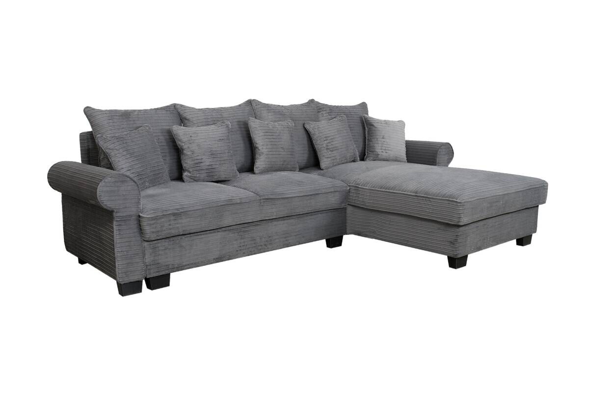 Ecksofa mit Bettfunktion und Bettkasten grau Microfaser B/H/T: ca. 293x96x178 cm