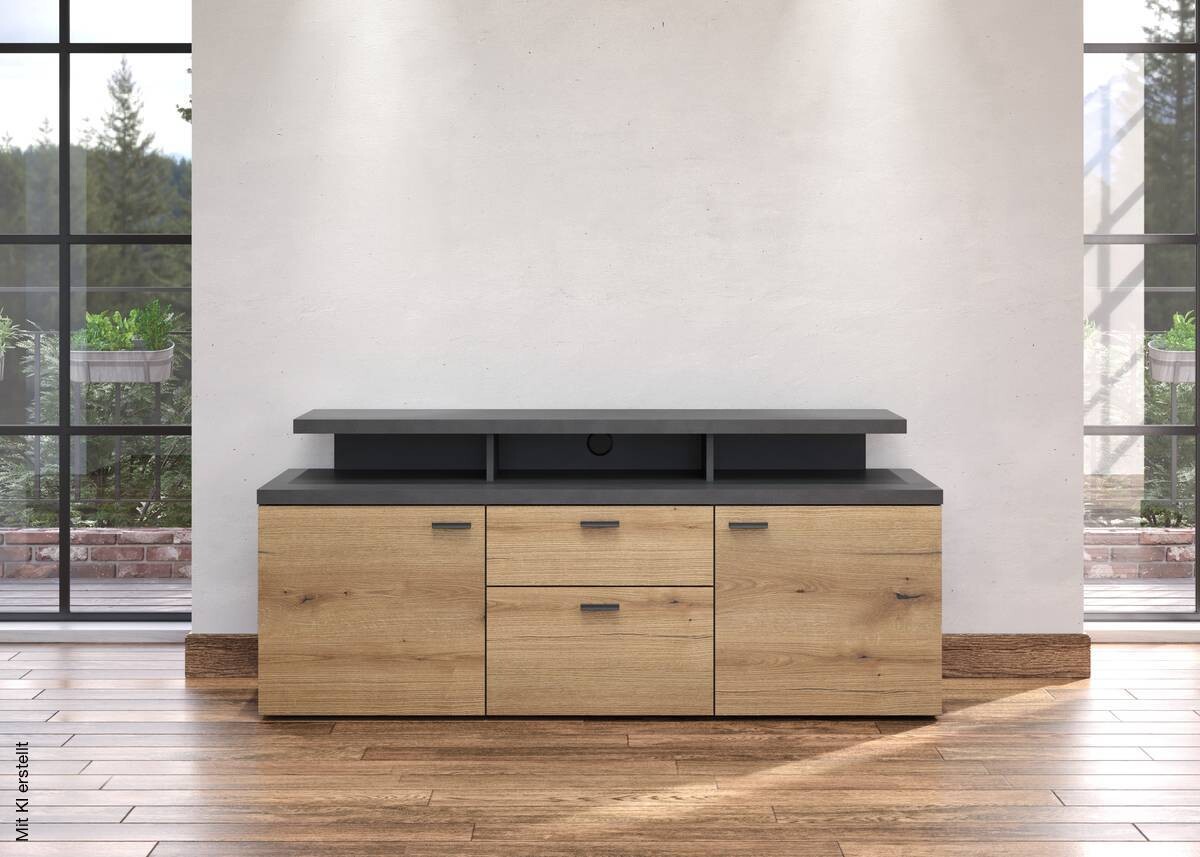 TV-Lowboard Mood Eiche Evoke Coast Nachbildung Matera Nachbildung B/H/T: ca. 151x66x47 cm
