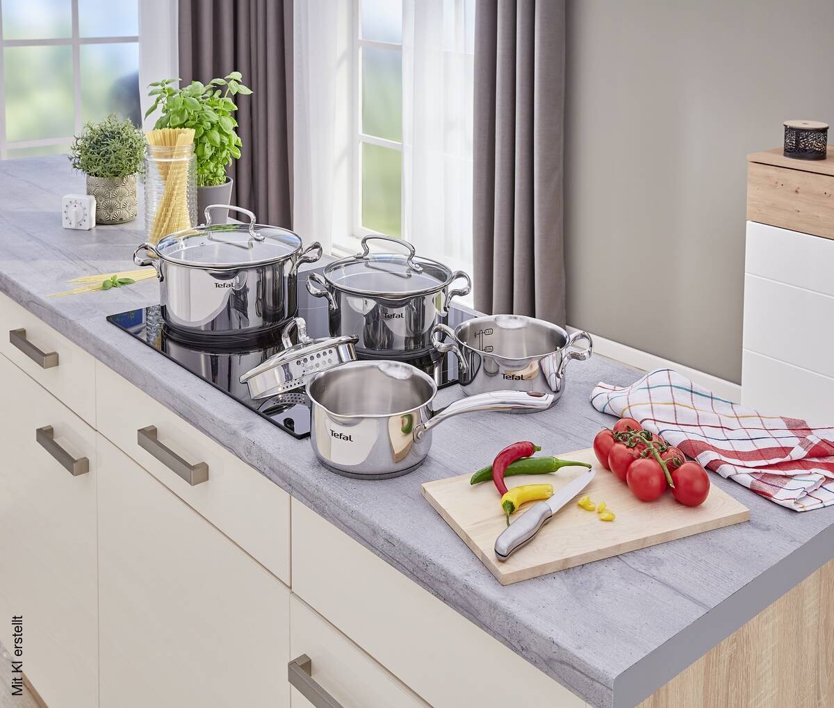 Tefal Topfset silber Edelstahl 7 tlg.
