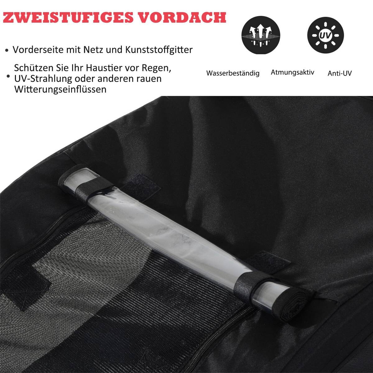 PawHut Fahrradanhänger 20 Zoll schwarz schwarz B/H/L: ca. 73x94x78 cm