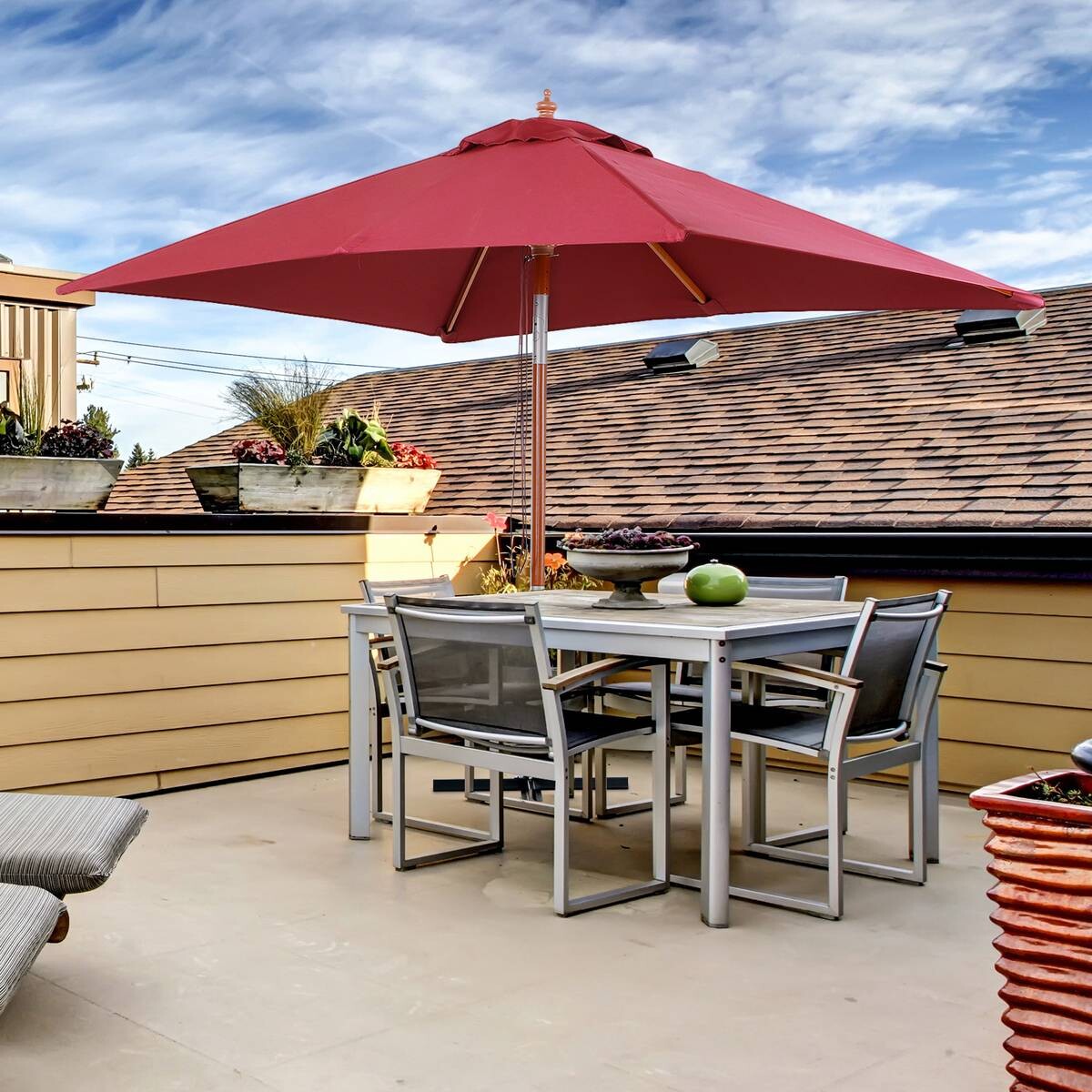 Outsunny Sonnenschirm weinrot Holz B/H/L: ca. 150x230x200 cm