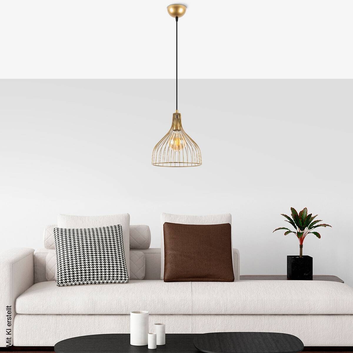 Opviq Pendelleuchte Cafu gold B/H/L: ca. 25x123x25 cm E27 1 Brennstellen