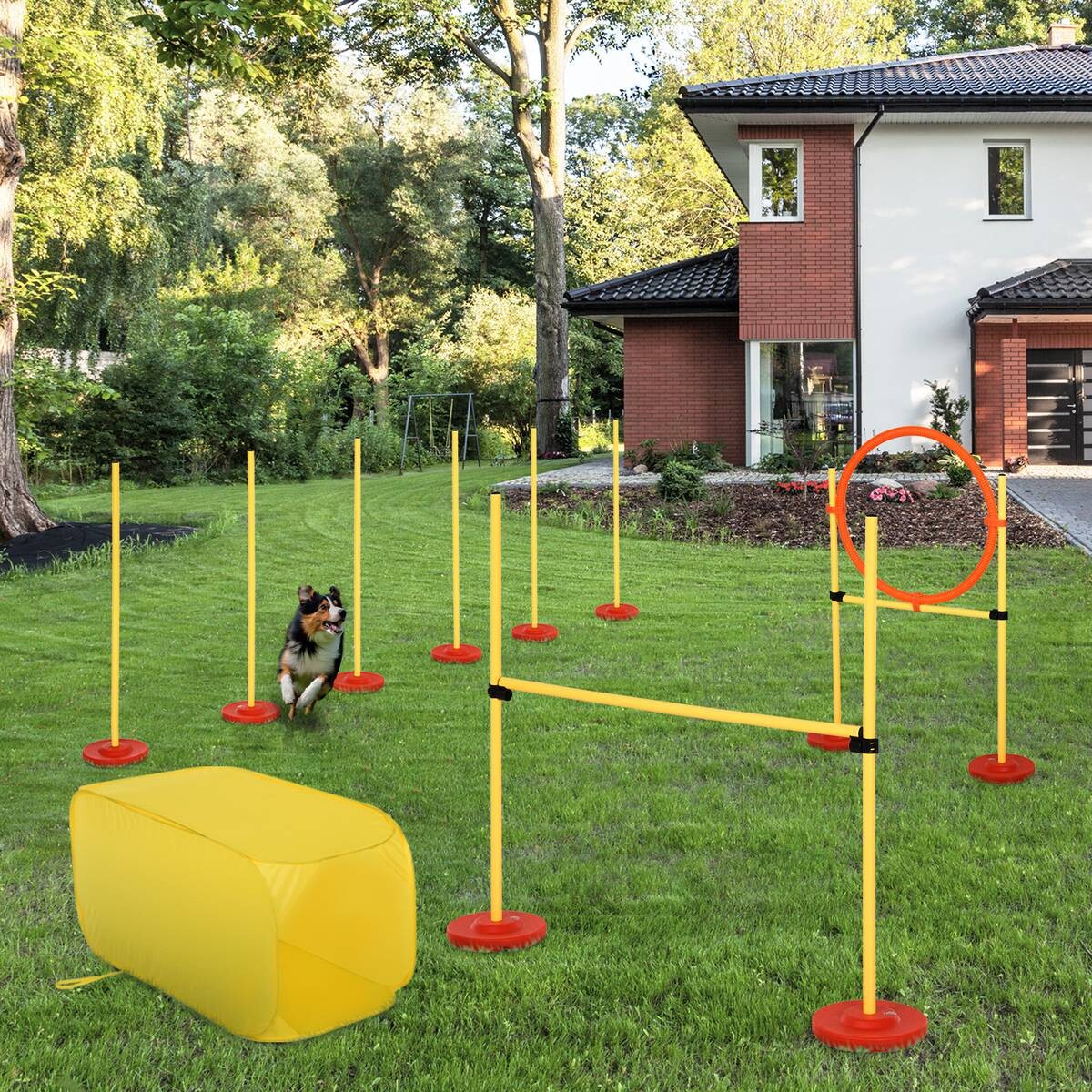 PawHut Agility gelb Kunststoff B/H/L: ca. 128x100x105 cm