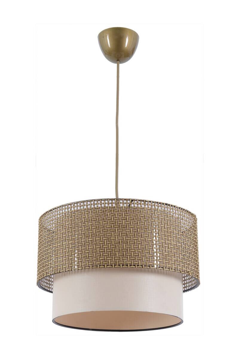 Opviq Pendelleuchte Coral creme beige Baumwolle Metall B/H/T/L/D: ca. 30x70x30x30x30 cm E27 1 Brennstellen