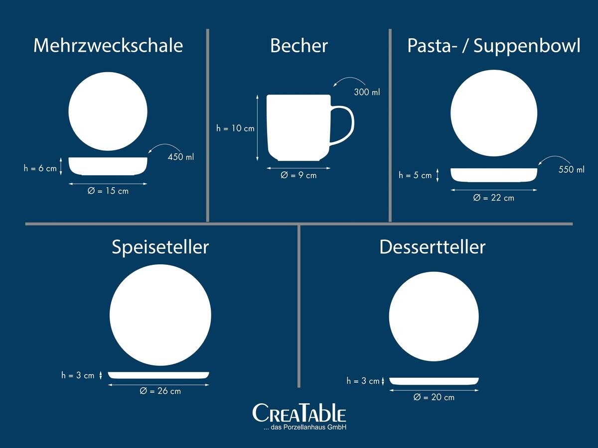 CreaTable Kombiservice Nordic Gourmet schwarz Steinzeug 30 tlg.