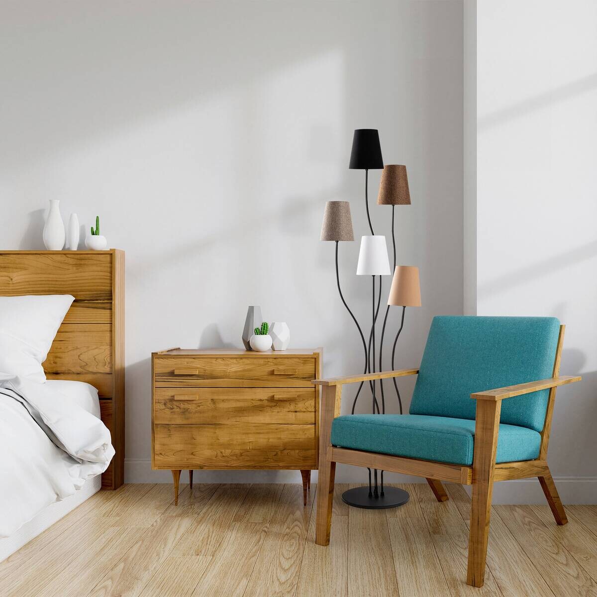 Opviq Stehleuchte mehrfarbig Metall B/H/T/L/D: ca. 44x160x44x44x44 cm E14 5 Brennstellen