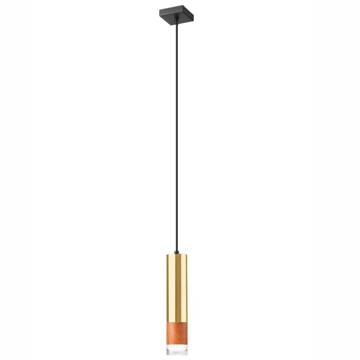 Lamkur Pendelleuchte gold Stahl Glas B/H/L: ca. 8x105x8 cm GU10 1 Brennstellen