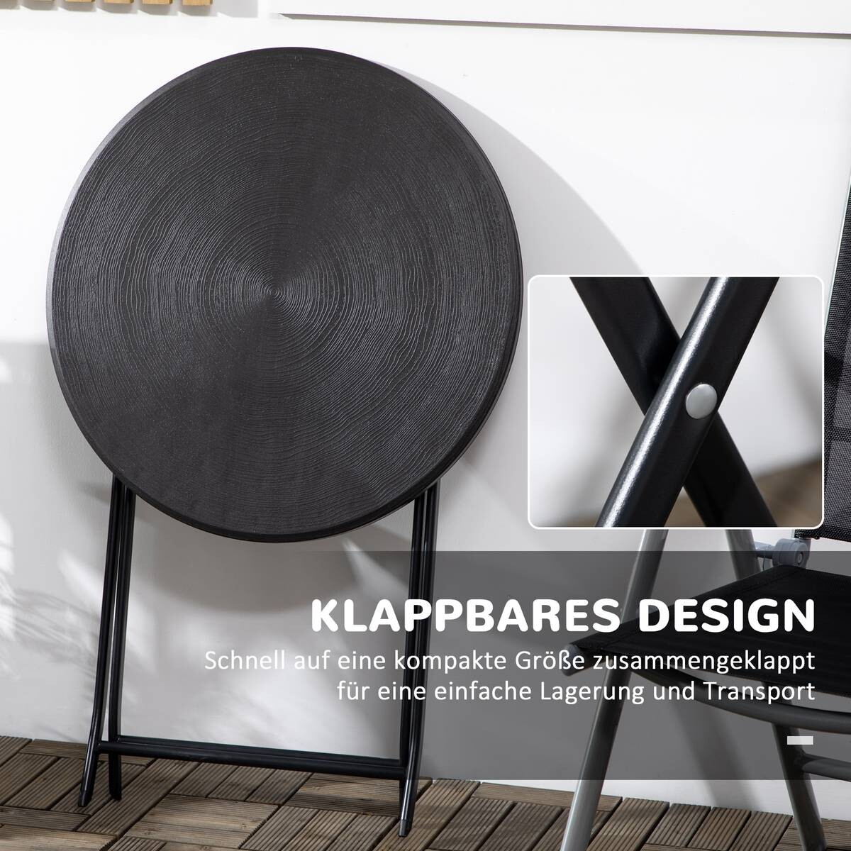 Outsunny Gartentisch dunkelgrau Stahl B/H/L: ca. 60x73x60 cm