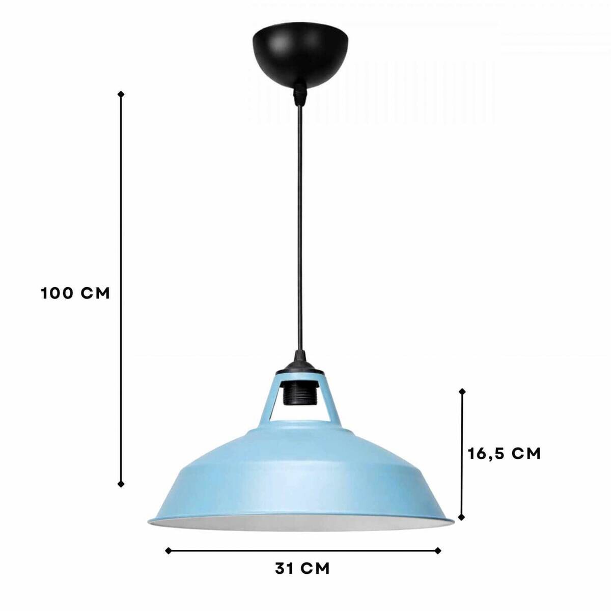 Opviq Pendelleuchte hellblau B/H/T: ca. 31x100x31 cm E27 1 Brennstellen