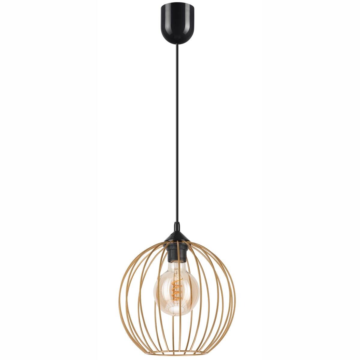 Lamkur Pendelleuchte ZOYA 45153 sand gold Stahl H/L: ca. 86x24 cm E27 1 Brennstellen