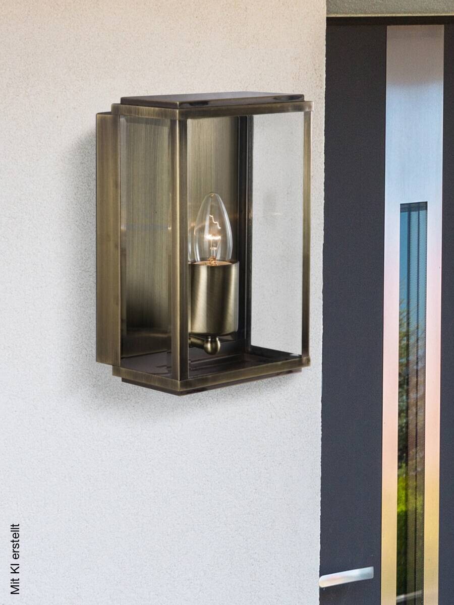 Wandaußenleuchte klar altmessing B/H/T: ca. 16x25x11 cm