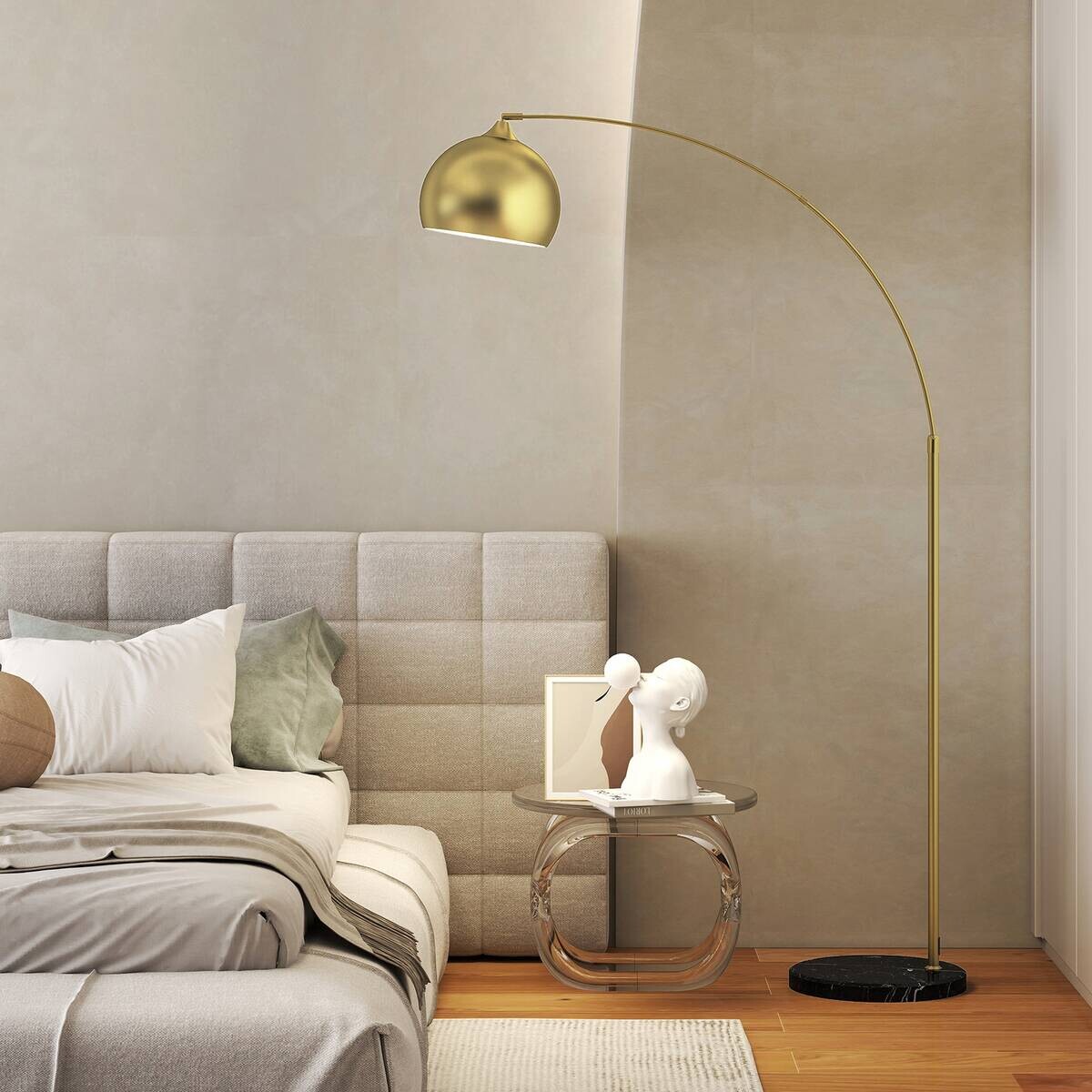 HOMCOM Stehleuchte gold Metall B/H/L: ca. 30x180x115 cm E27 1 Brennstellen