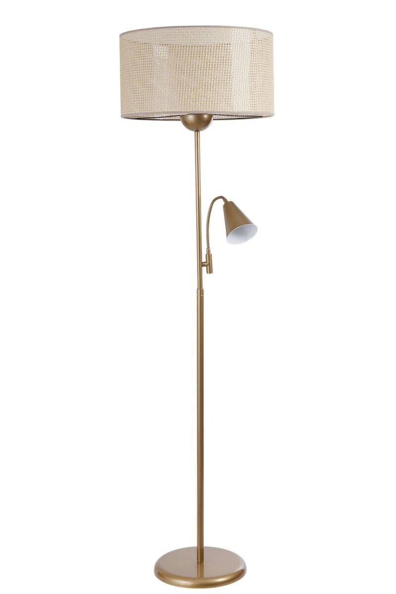 Stehleuchte beige gold Stoff Metall B/H/L/D: ca. 40x162x40x40 cm E14 1 Brennstellen