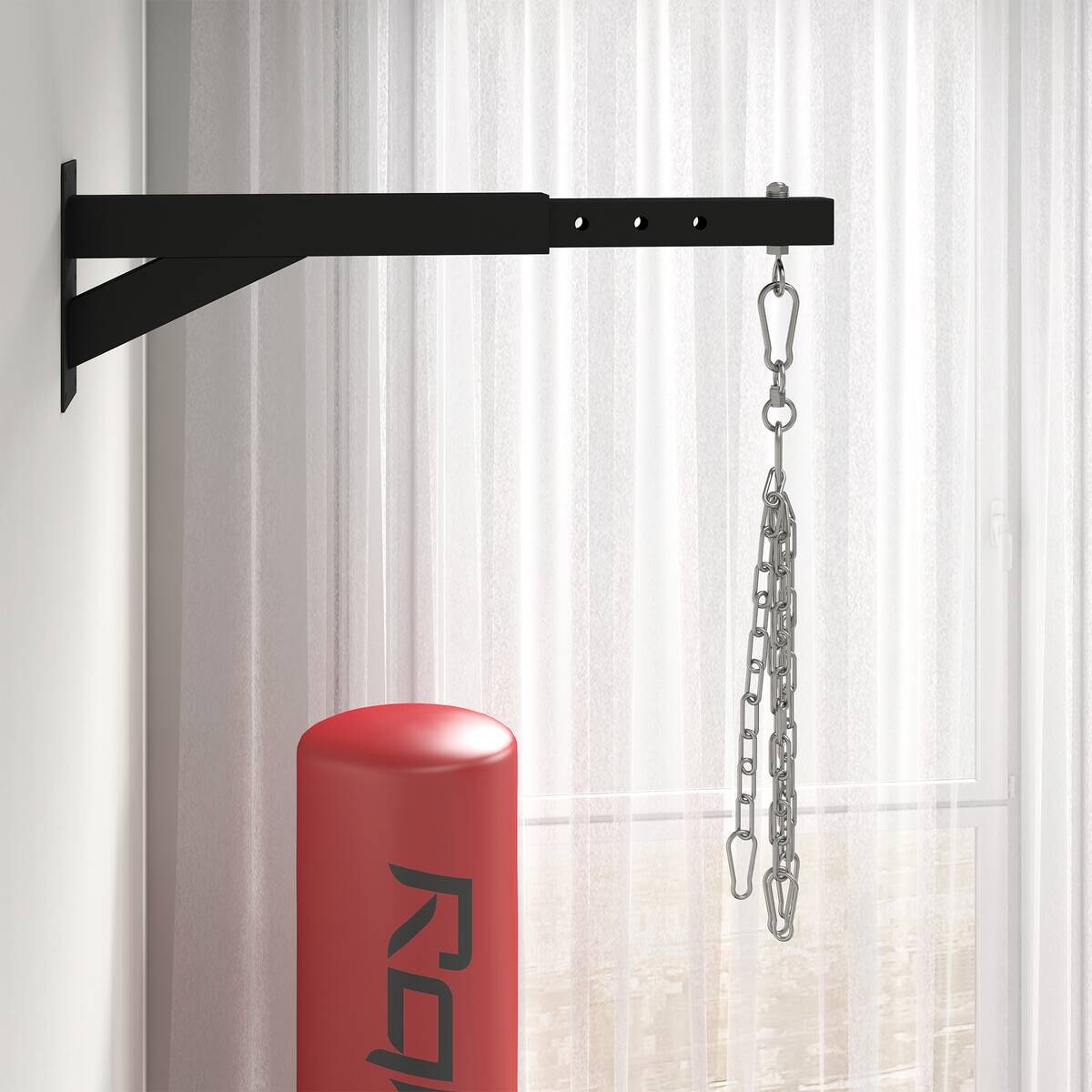 SPORTNOW Boxsack Wandhalterung schwarz Stahl B/H/L: ca. 12x20x65 cm