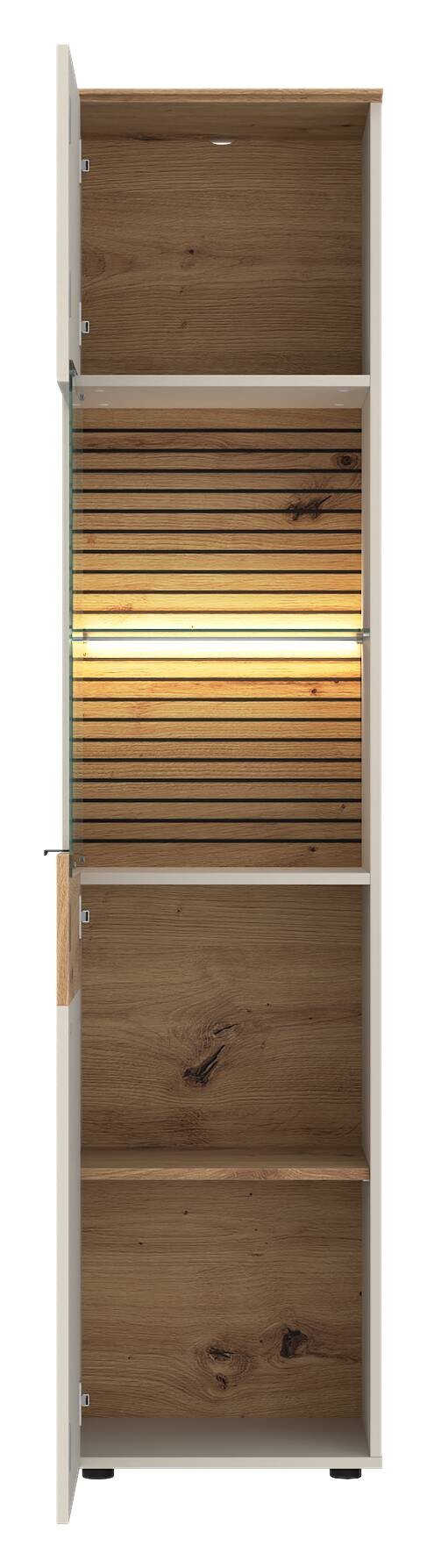 Vitrine NEXA Cashmere Eiche Artisan Oak Nachbildung B/H/T: ca. 45x195x40 cm
