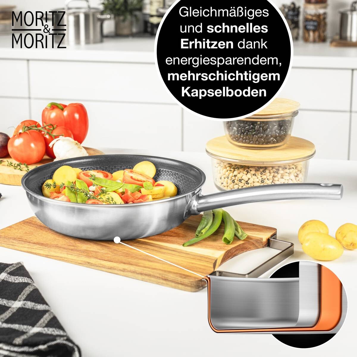 Moritz & Moritz Pfanne silber Edelstahl