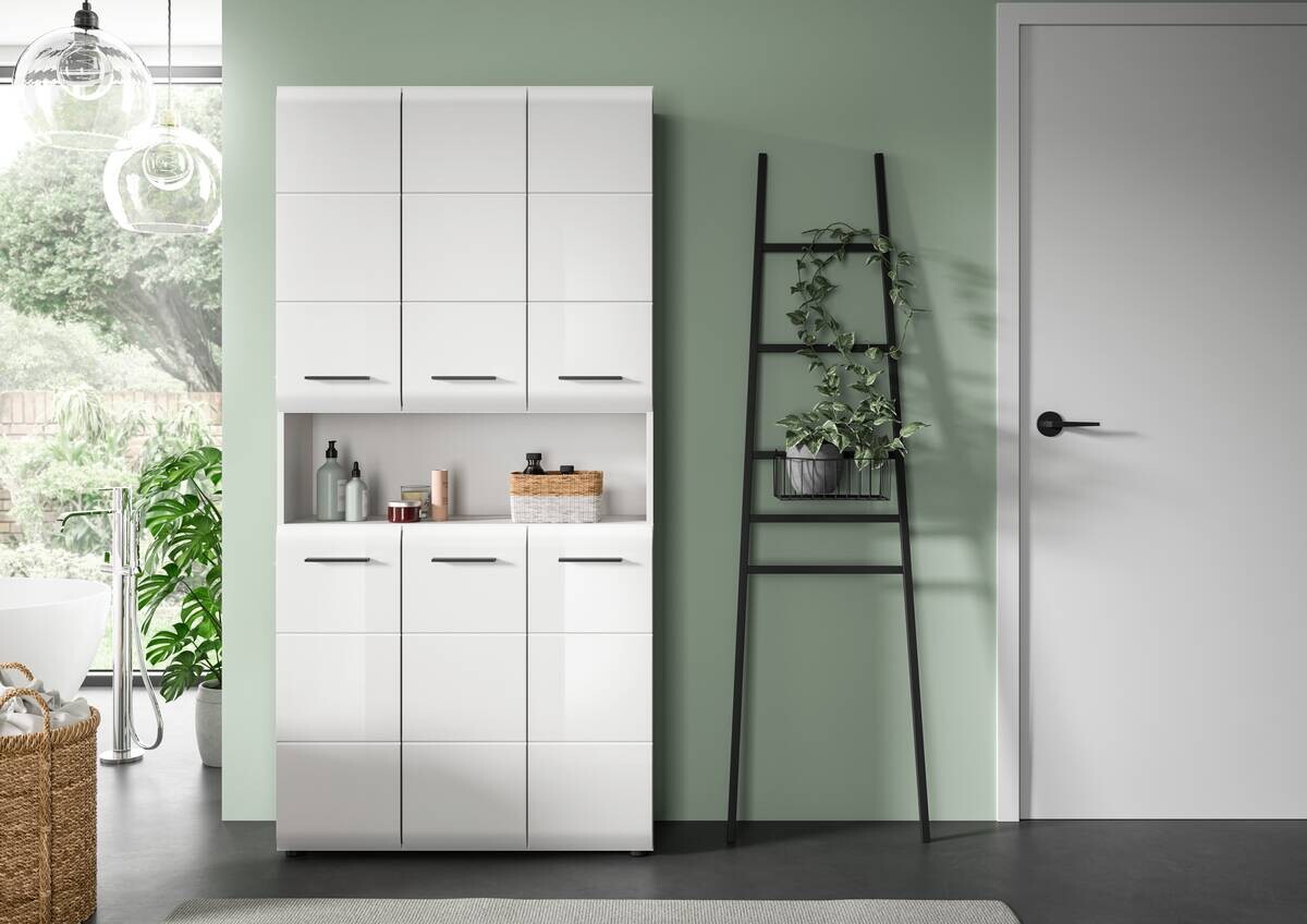 Mehrzweckschrank Ice weiß weiß Hochglanz B/H/T: ca. 90x185x30 cm