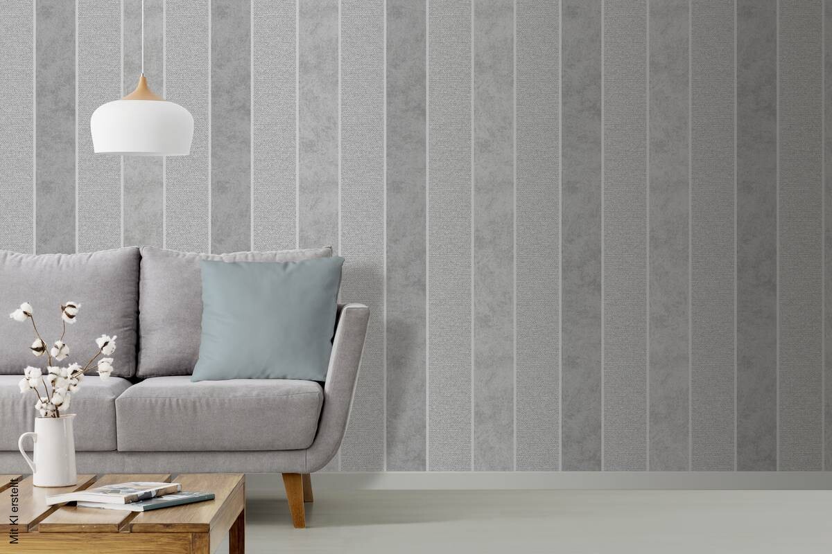 Vinyltapete Streifen grau dunkelgrau B/L: ca. 53x1005 cm