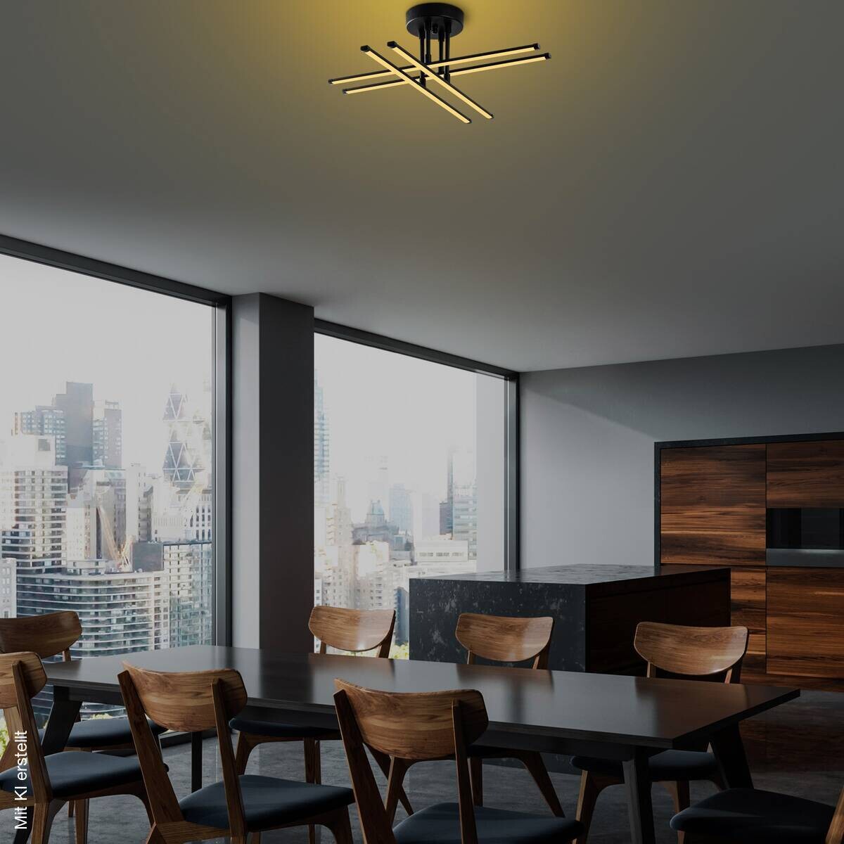 Opviq LED-Deckenleuchte schwarz B/H/T: ca. 61x22x61 cm