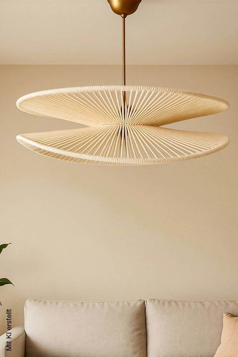 Opviq Pendelleuchte gold ecru Kunststoff B/T/L: ca. 50x50x50 cm E27 1 Brennstellen