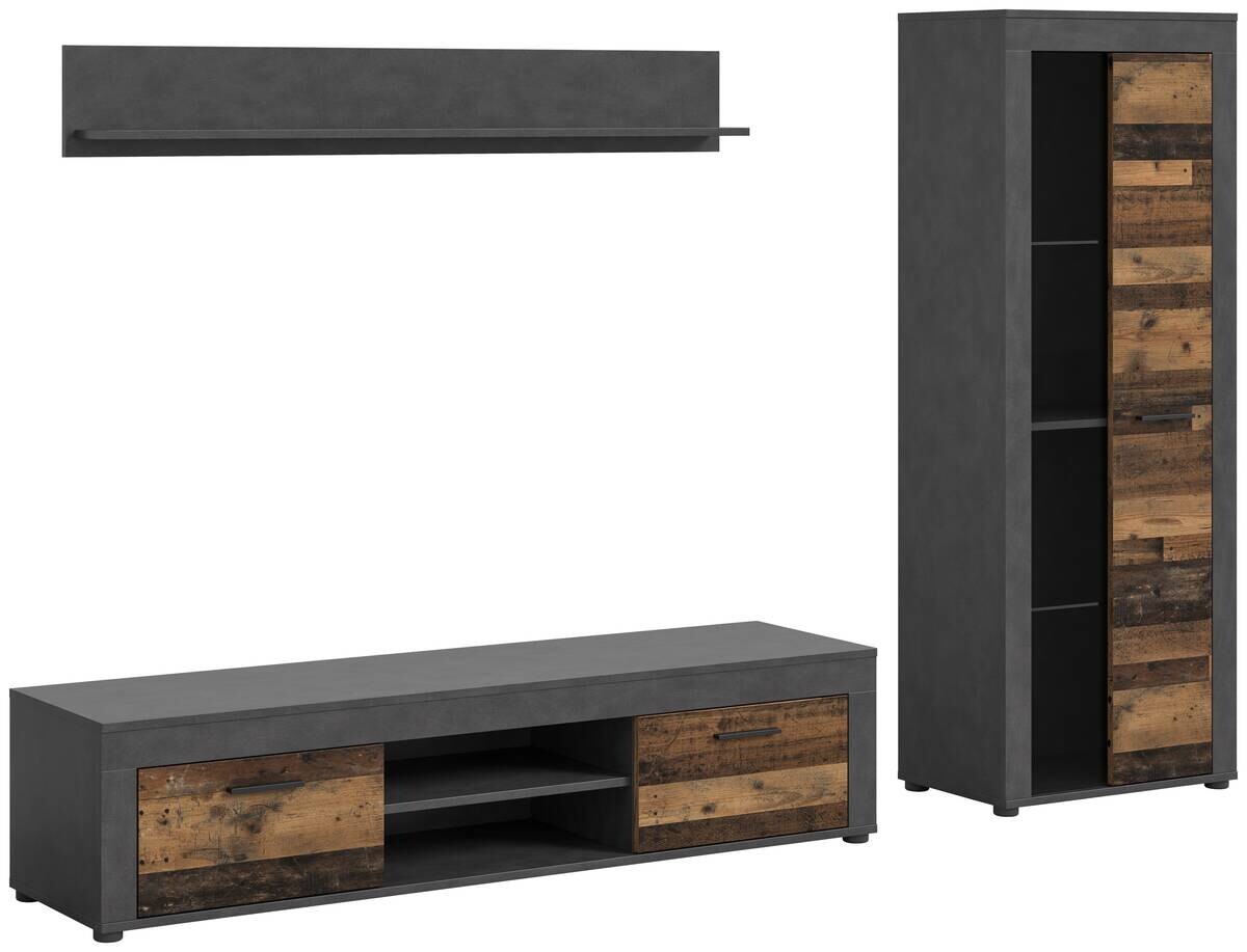 Wohnwand Jam Matera Nachbildung Old Wood Nachbildung B/H/T: ca. 159x235x35 cm