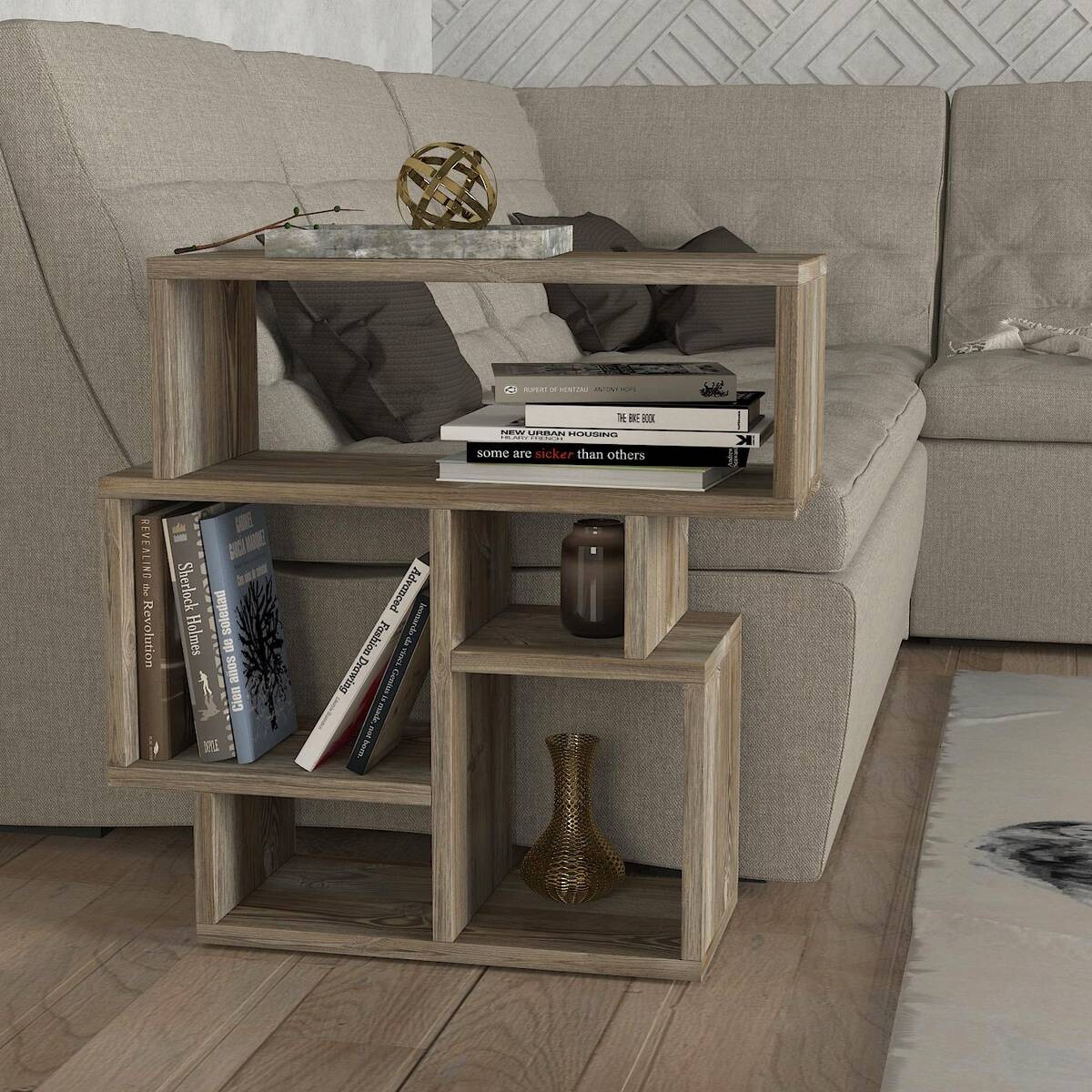 Beistelltisch Lanza walnuss Nachbildung Spanplatte B/H/T: ca. 55x60x22 cm